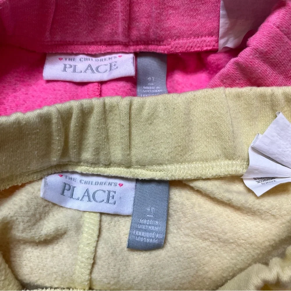The Children's Place Girls 4t Sweatsuit Pink and Yellow 2 Sets Fleece Lined